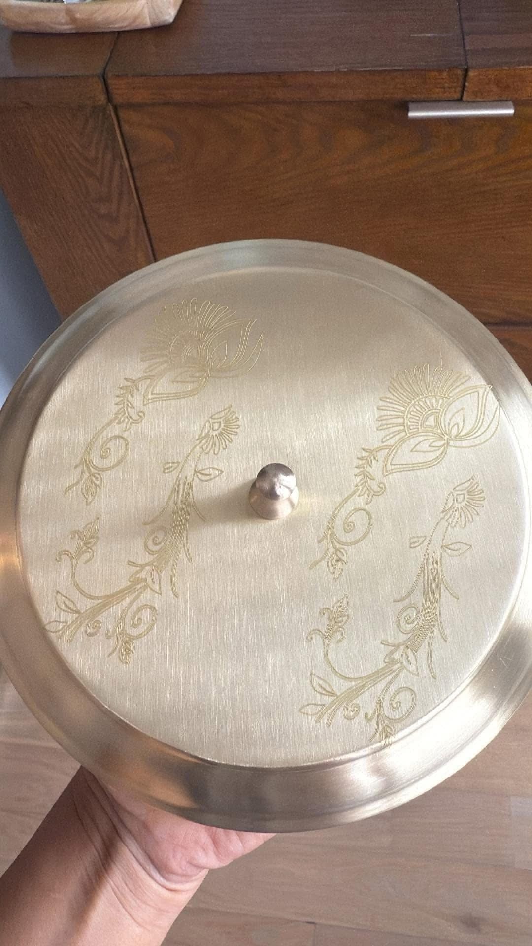 Brass masala box with Engraved Lid