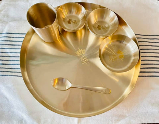 Lotus Engraved Bronze Dinner Set
