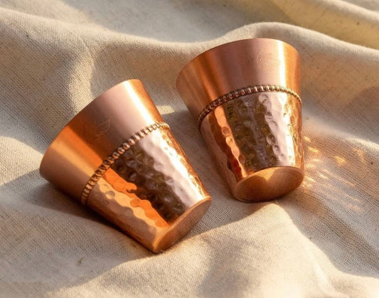 Tambat Copper Shot Glasses Lotus Engraved (Set of 2)
