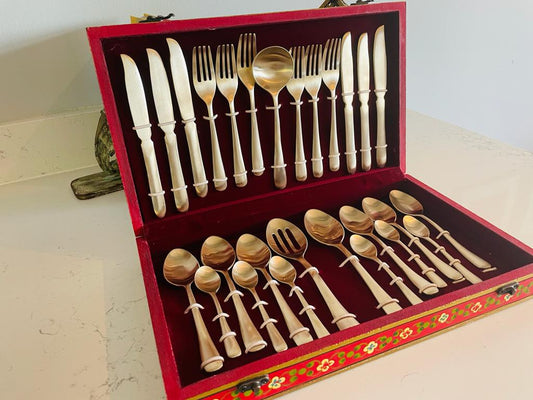 Pure Bronze Cutlery in Handpainted Box