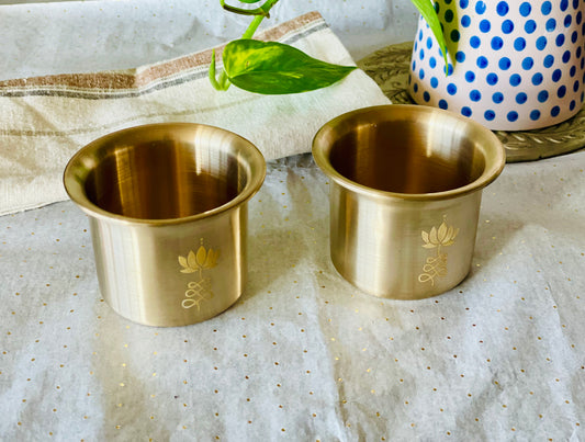 Lotus engraved Kansa Beverage Mugs (set of two)