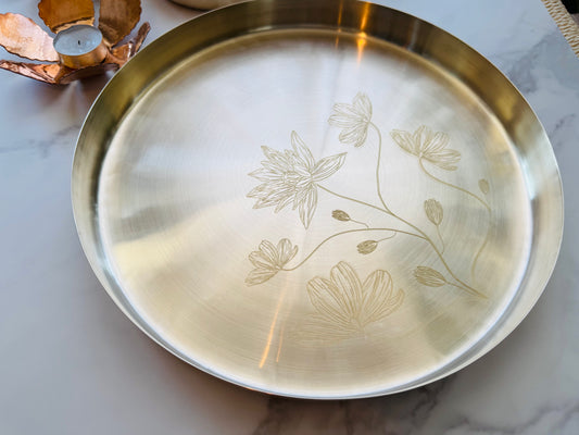 Pure Bronze (Kansa) Platter in Festive Gift Box