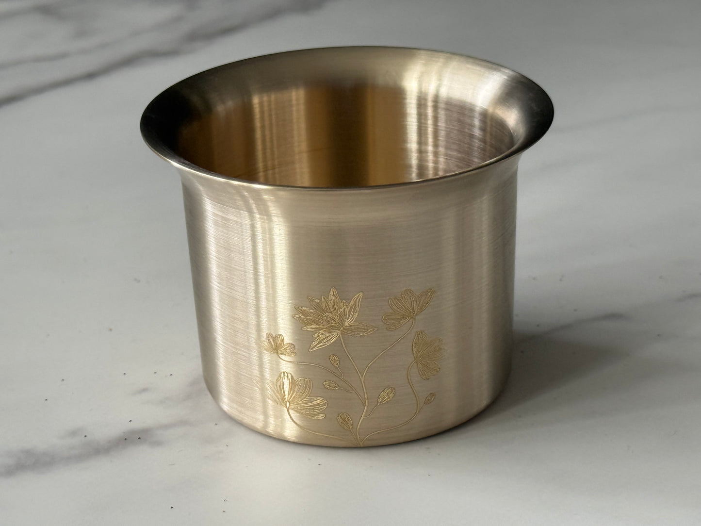 Bronze (Kansa) Floral Beverage Mugs (Set of 2)